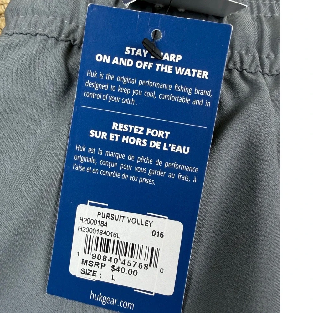 Huk Pursuit Volley Mens Fishing hybrid Shorts Gray Stretch Quick Dry Size L NWT - Picture 5 of 5